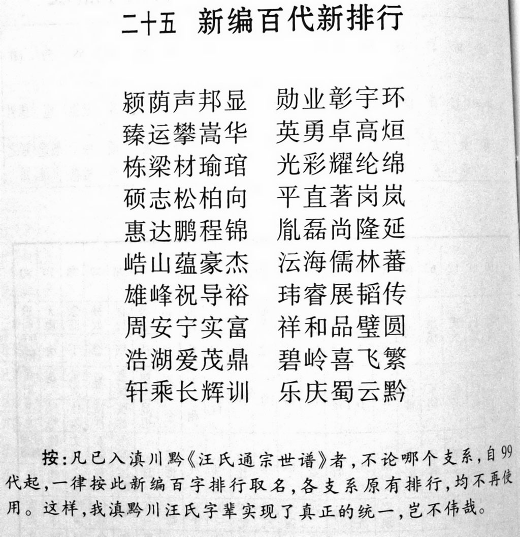 新编百代字辈