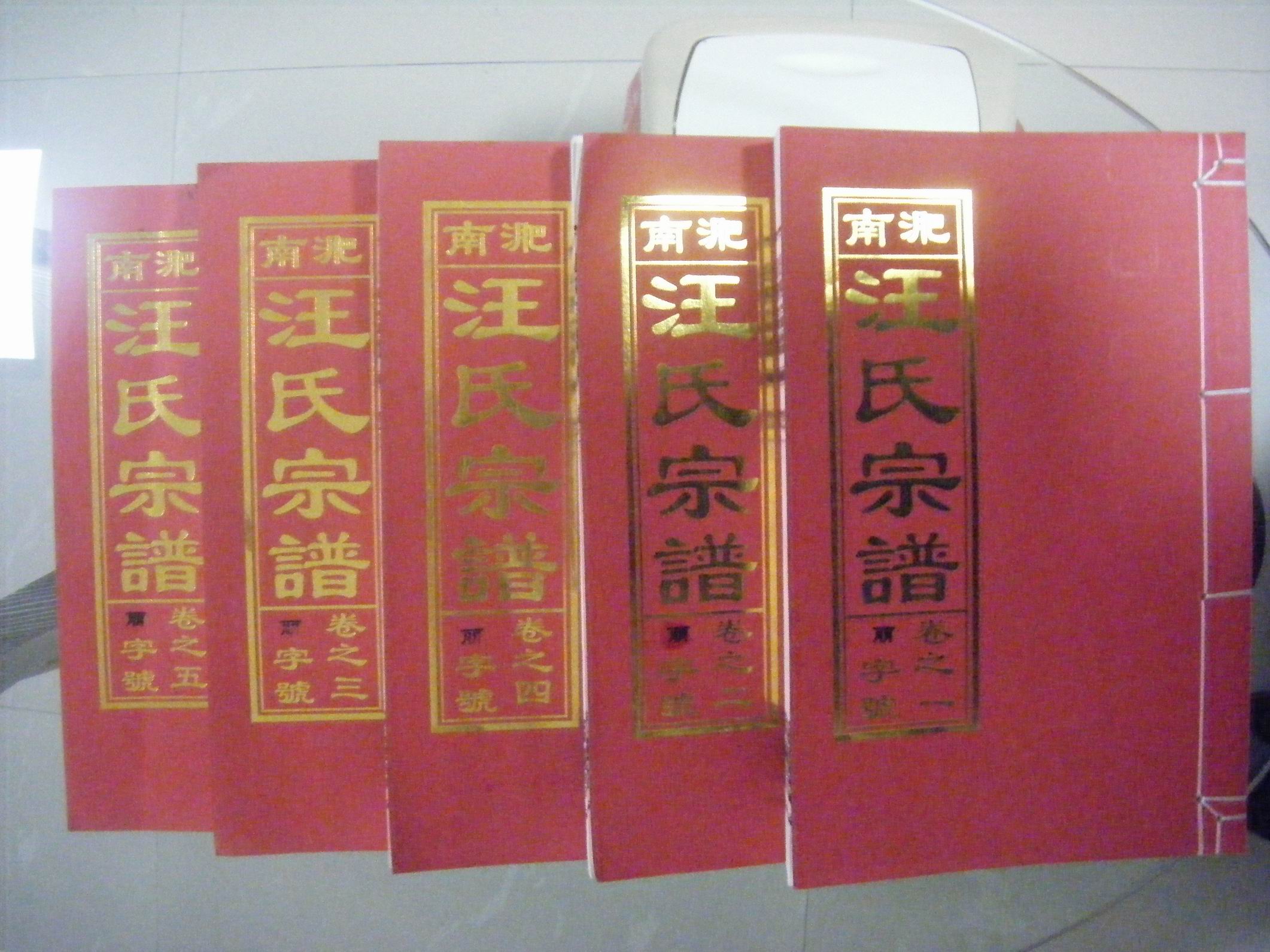 获赠的《淝南 汪氏宗谱》 丽字号 一套五卷