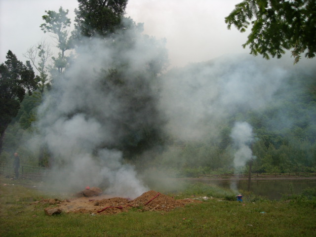 祠堂门口顿时鞭炮烟花齐鸣迎接远方来得本家
