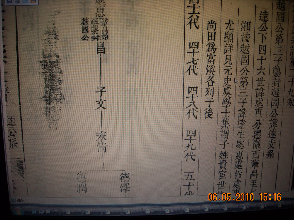 达公长子处惠公世系图