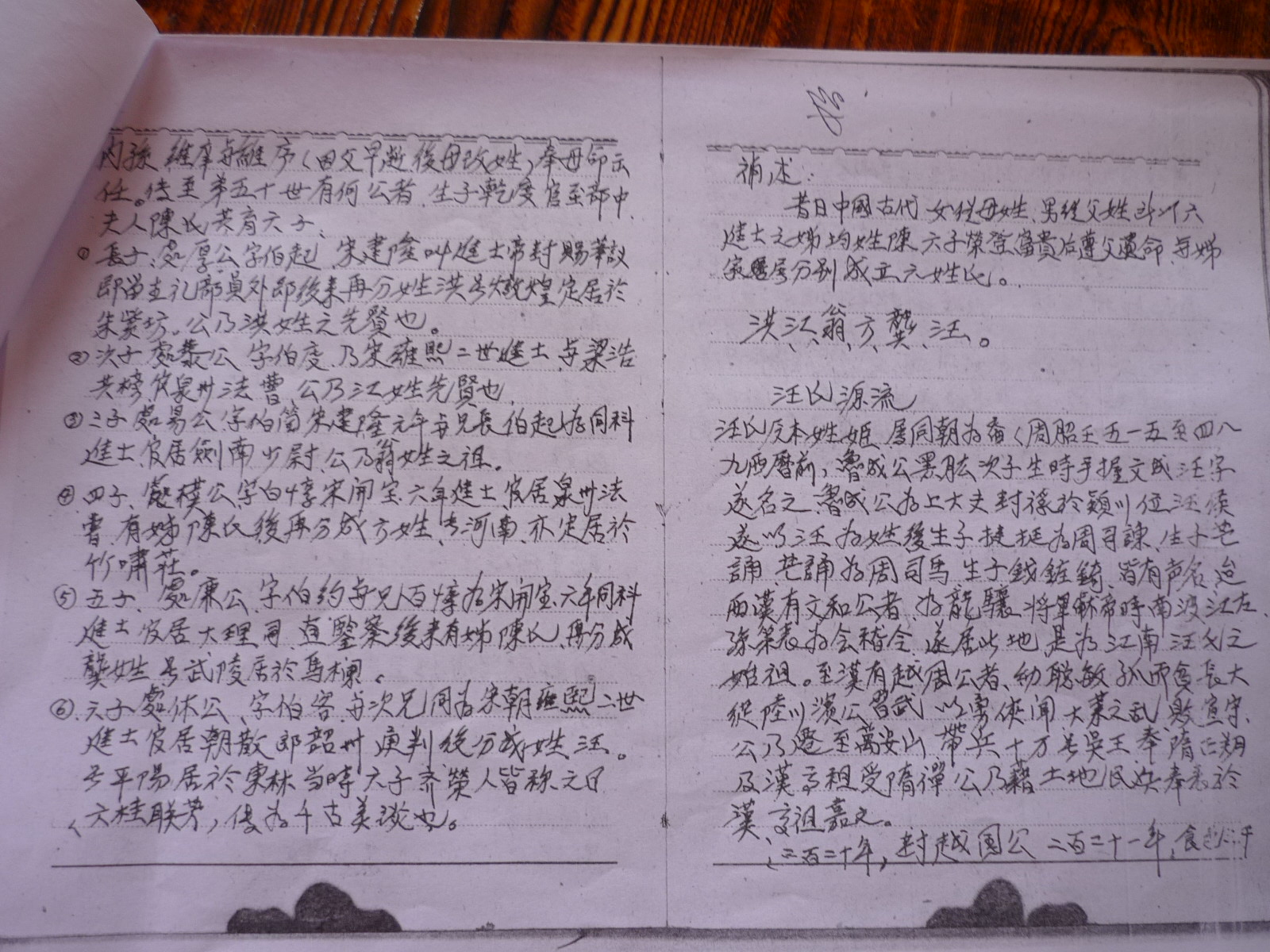 手写家谱复印件