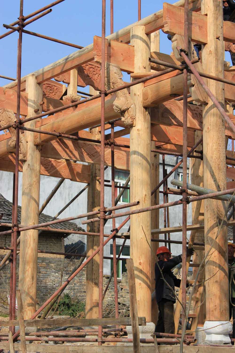 正在建设中的双港白陂塘汪氏宗祠