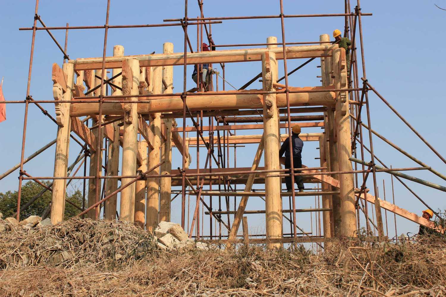 正在建设中的双港白陂塘汪氏宗祠