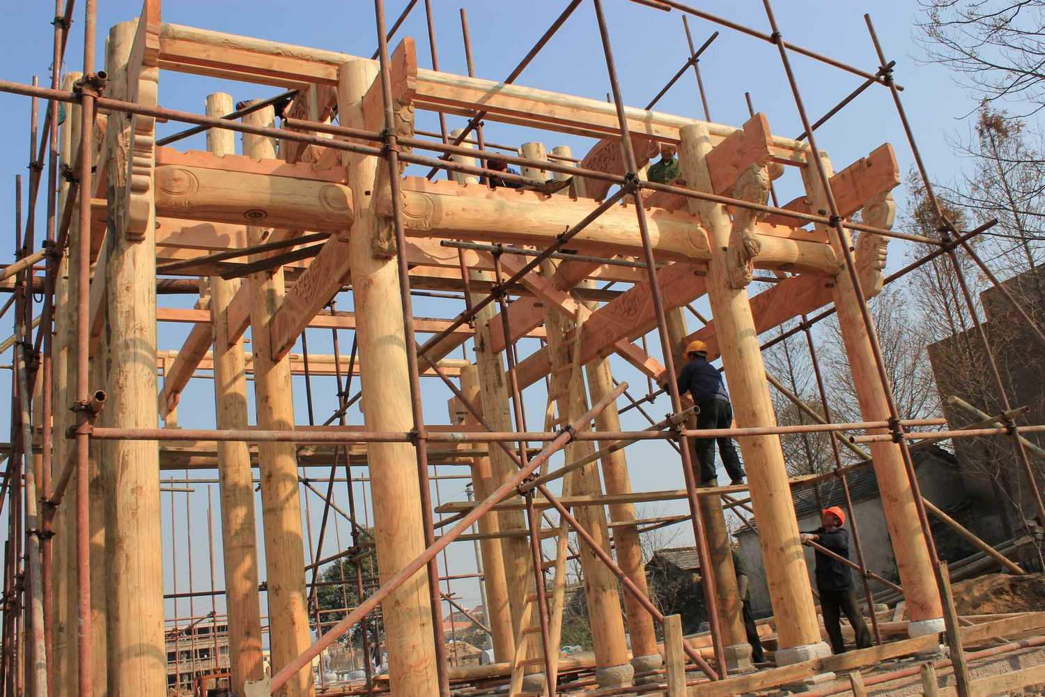 正在建设中的双港白陂塘汪氏宗祠