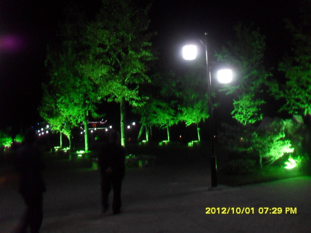 彩灯下的大陈文化广场